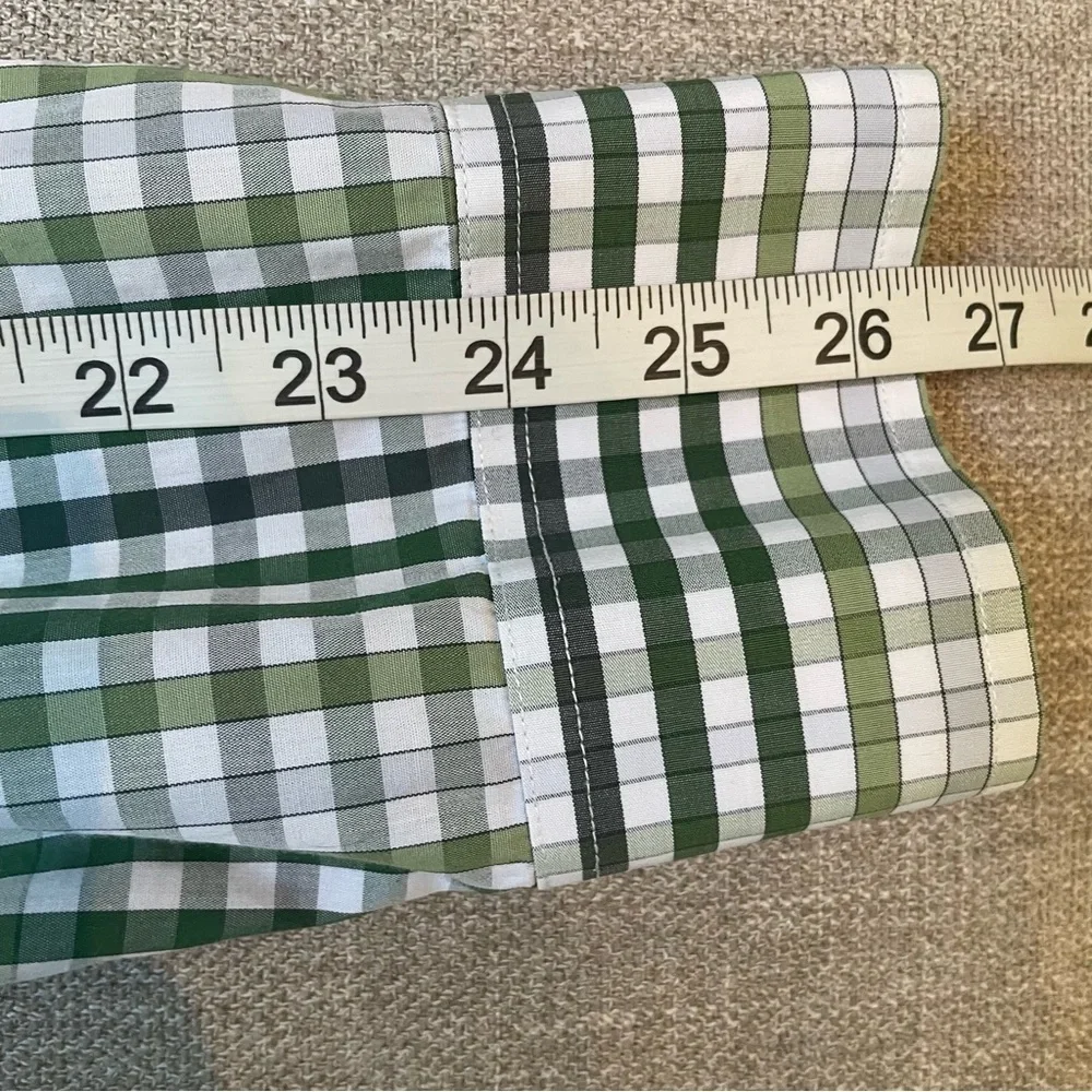 Banana Republic Mens Large 16-16 1/2” Various Greens Check Pattern Button Shirt